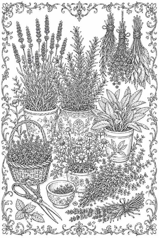 Vintage Botanical Illustrations Line Art