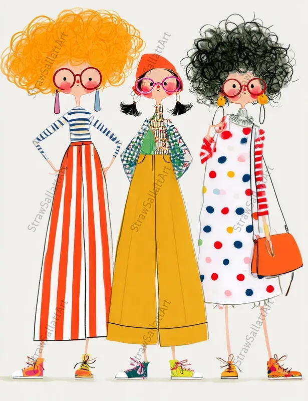 Colorful Fashion Girls Etsy Cliparts