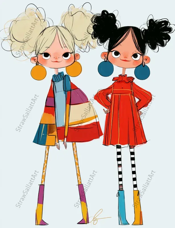 Colorful Fashion Girls Etsy Cliparts