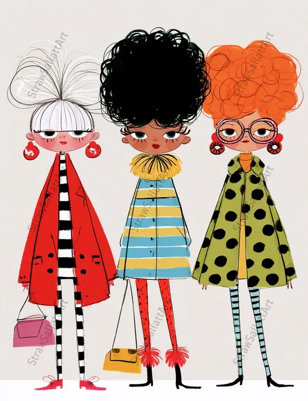 Colorful Fashion Girls Etsy Cliparts