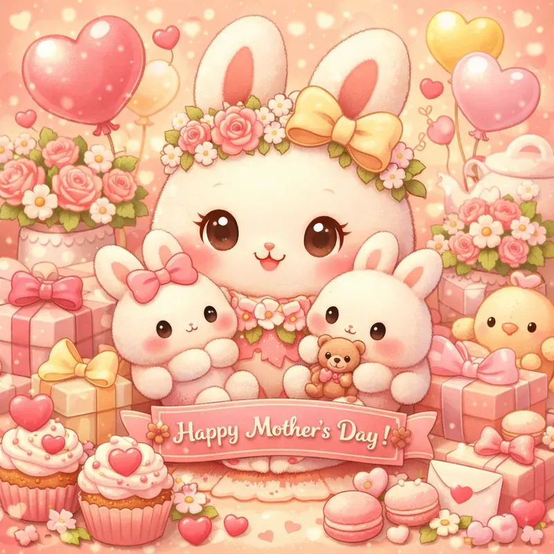 Kawaii Mothers Day Illustrations