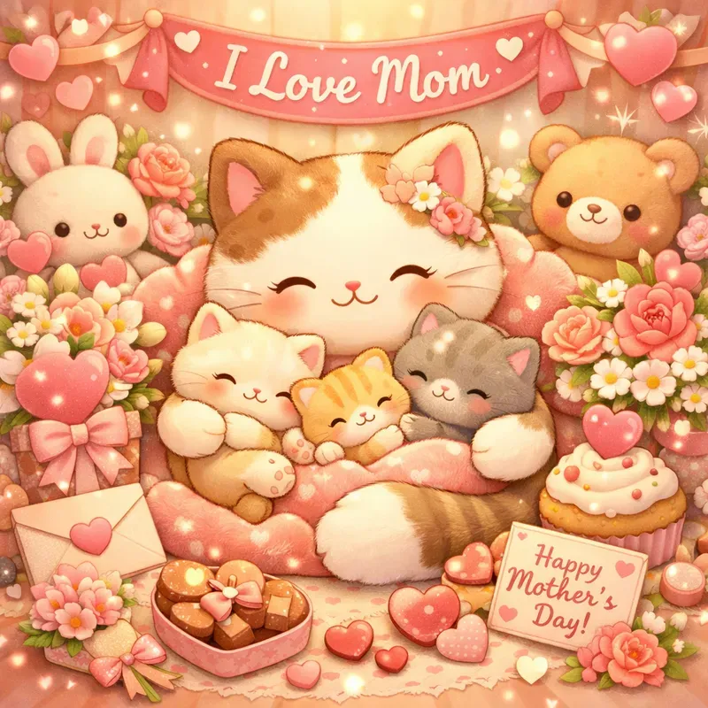 Kawaii Mothers Day Illustrations