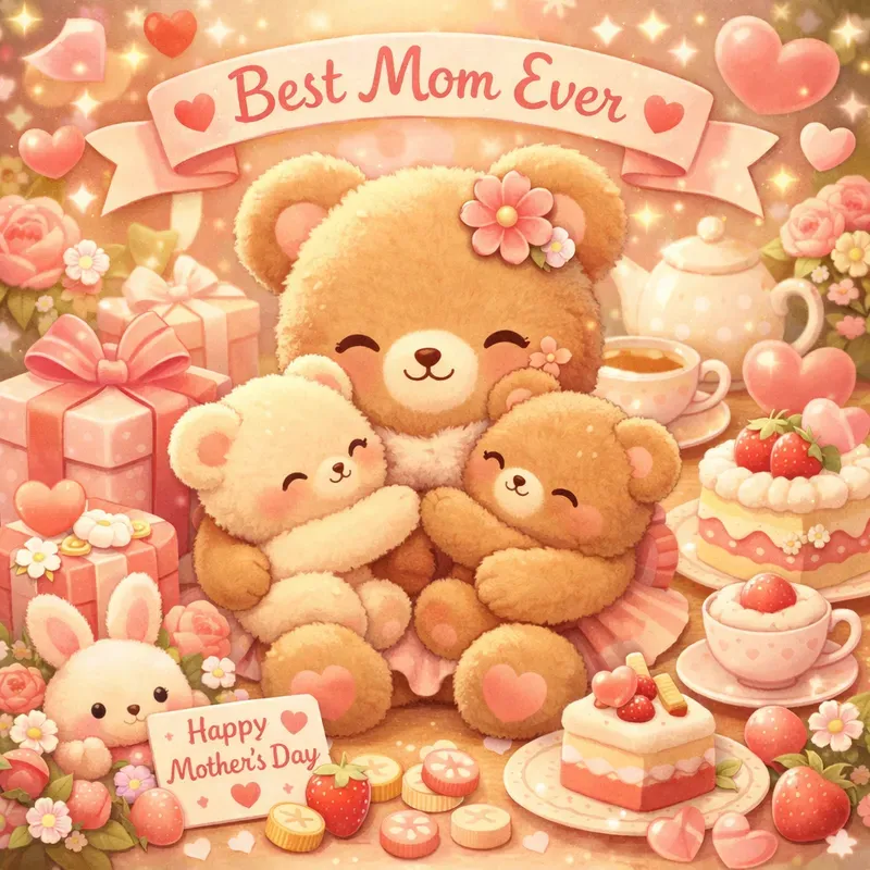 Kawaii Mothers Day Illustrations