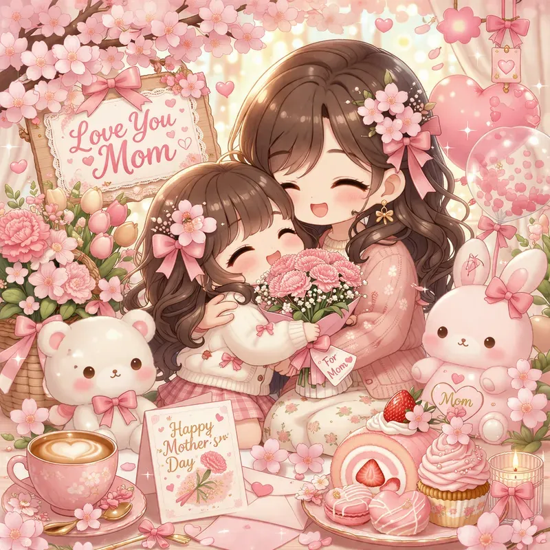 Kawaii Mothers Day Illustrations