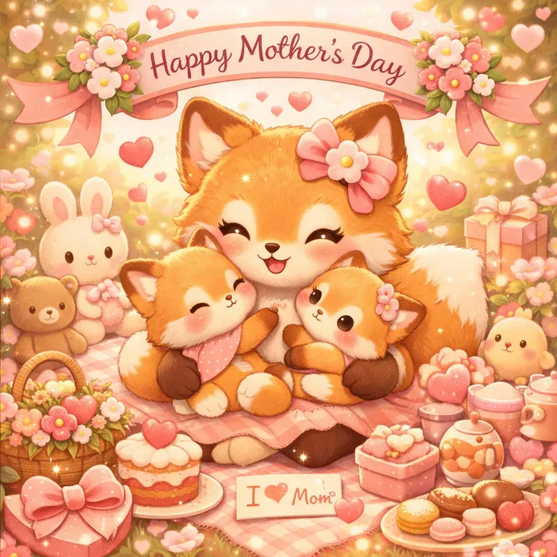 Kawaii Mothers Day Illustrations