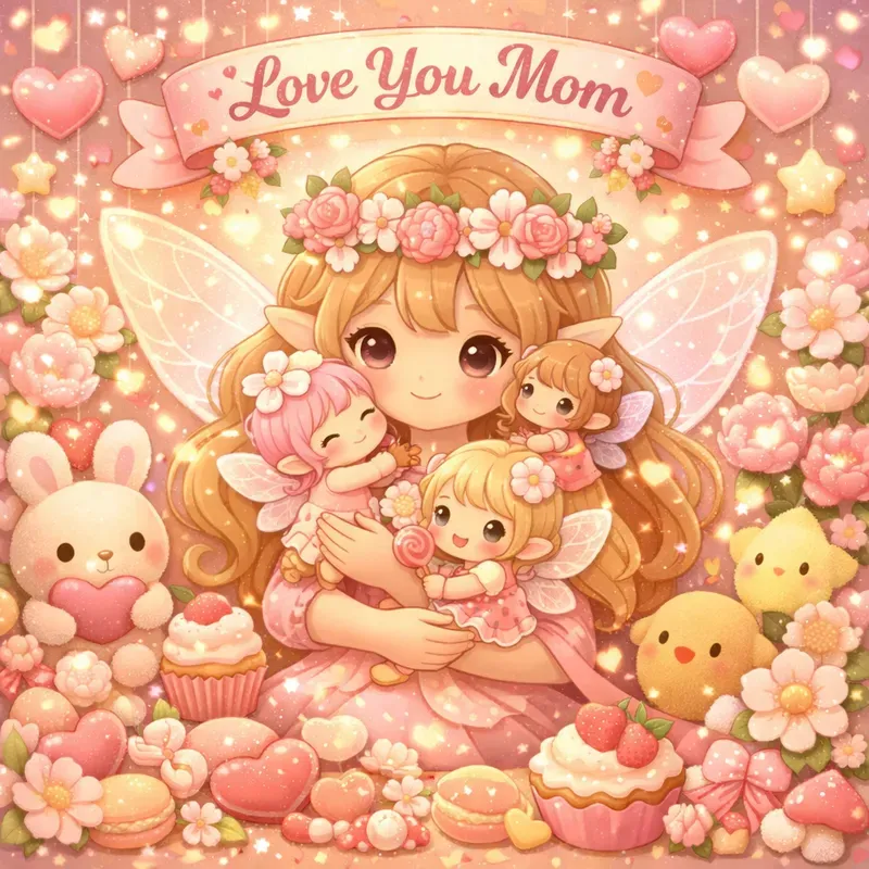 Kawaii Mothers Day Illustrations