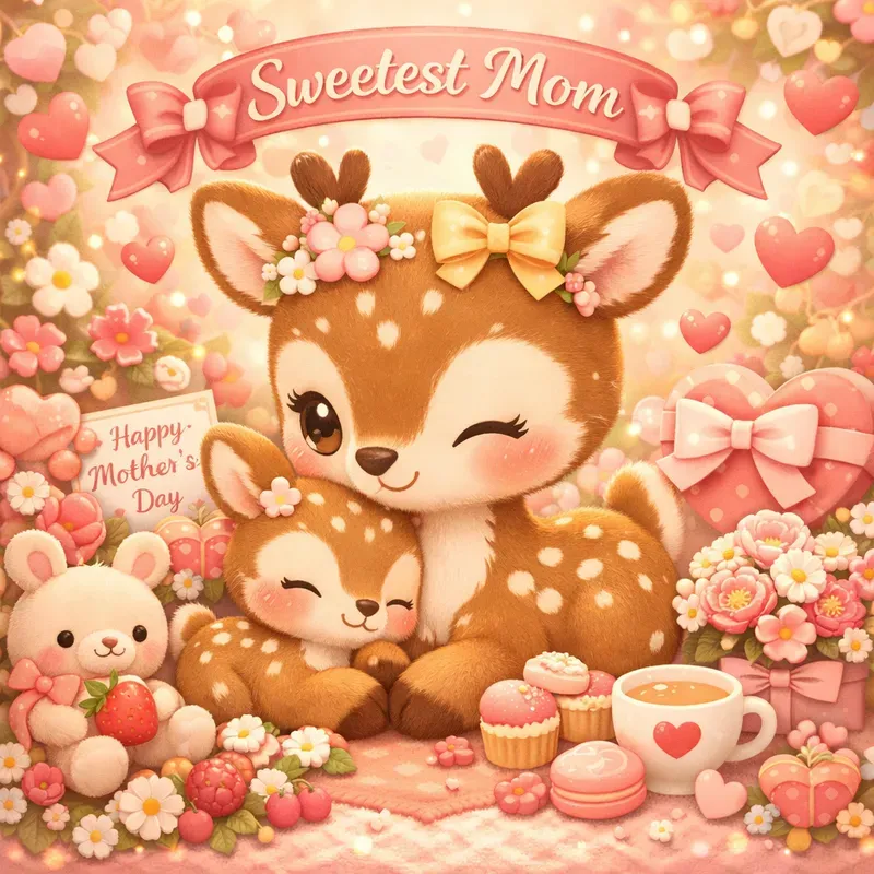 Kawaii Mothers Day Illustrations