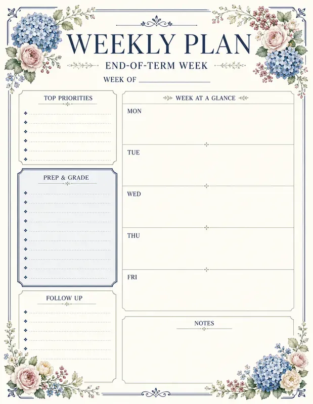 Grandmillennial Teacher Weekly Planners