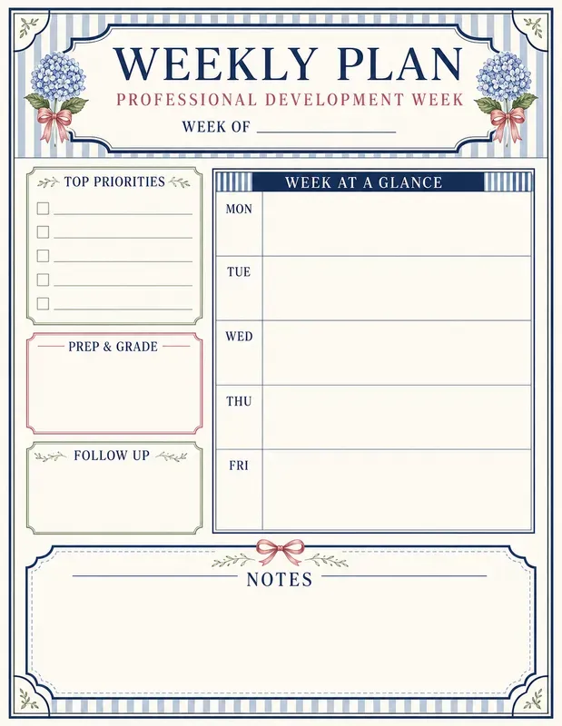 Grandmillennial Teacher Weekly Planners