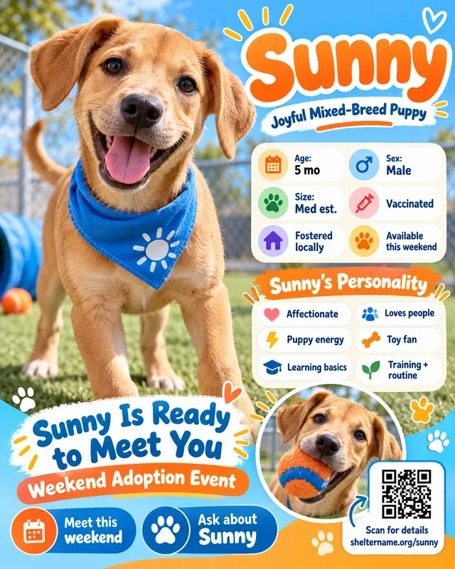 Pet Adoption Profile Flyer Social Cards