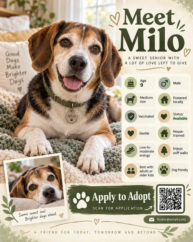 Pet Adoption Profile Flyer Social Cards