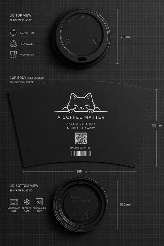 Technical Flatlay Coffee Cup Lid Designs