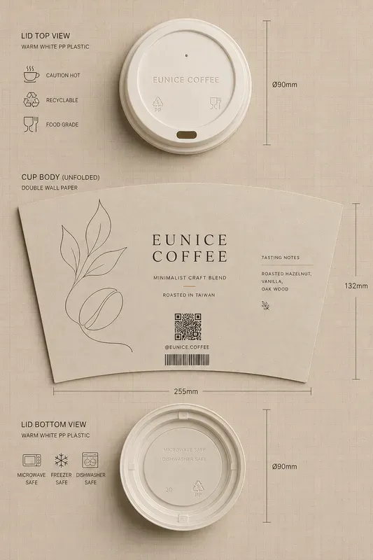 Technical Flatlay Coffee Cup Lid Designs