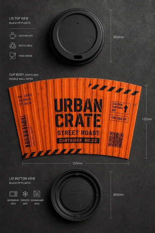 Technical Flatlay Coffee Cup Lid Designs
