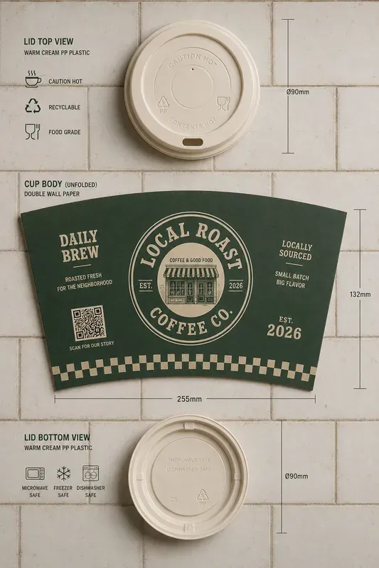 Technical Flatlay Coffee Cup Lid Designs