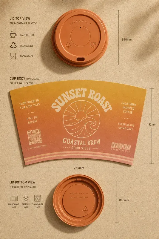 Technical Flatlay Coffee Cup Lid Designs