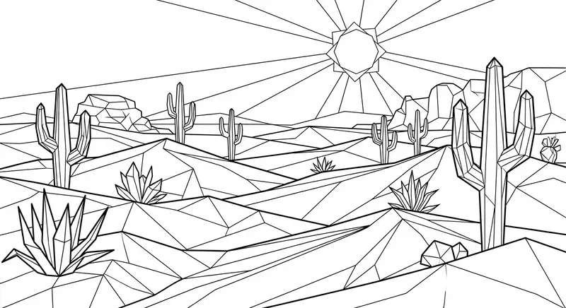 Origami Landscapes Adult Coloring Pages