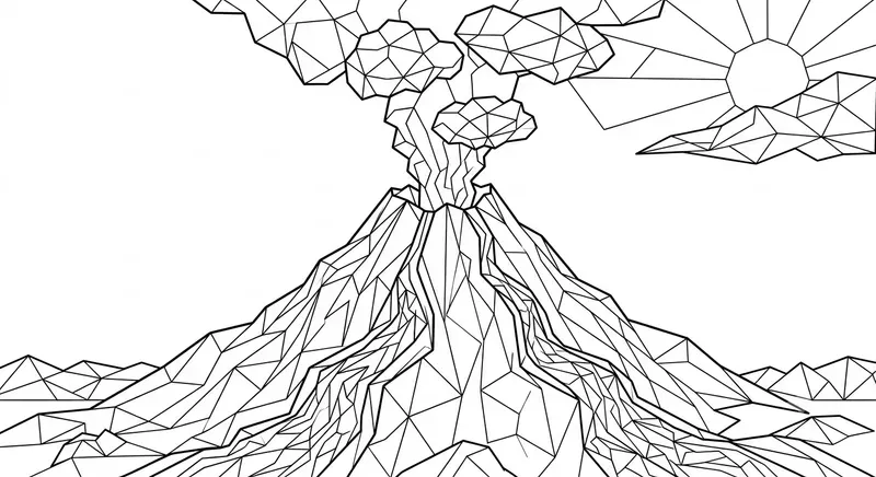 Origami Landscapes Adult Coloring Pages