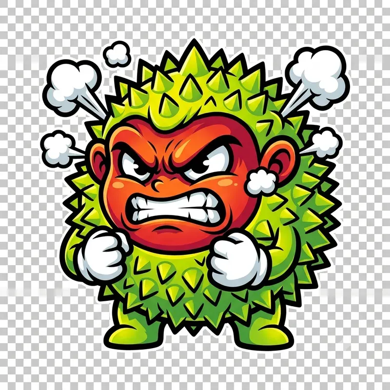 Angry Durian Chibi Sticker Meme Art