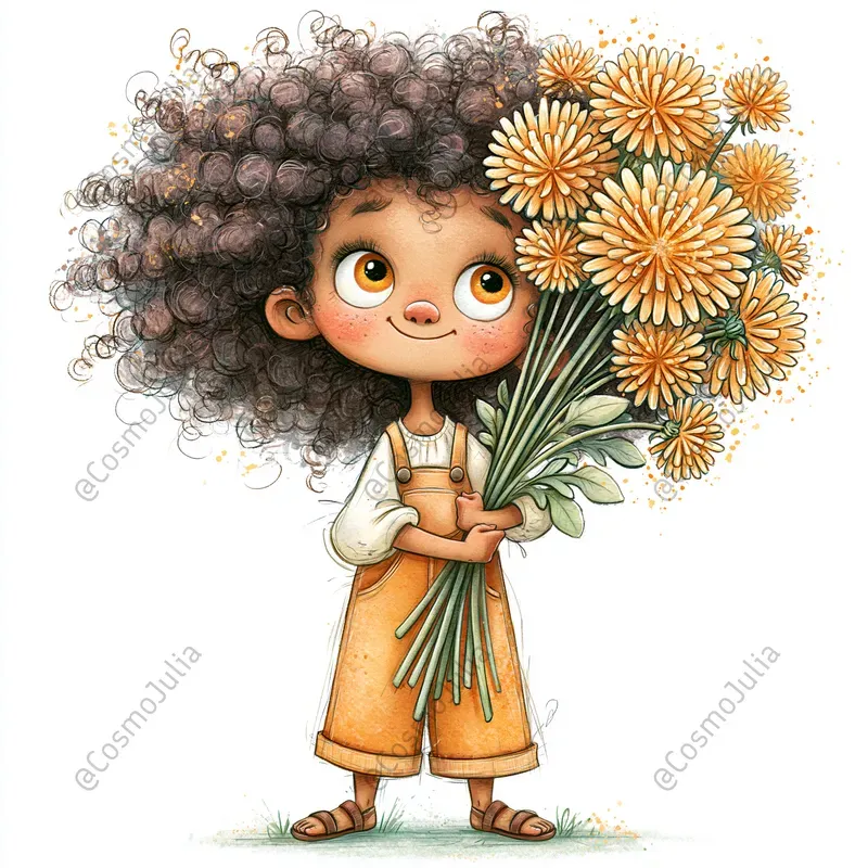 Kids With Flower Bouquets Clipart