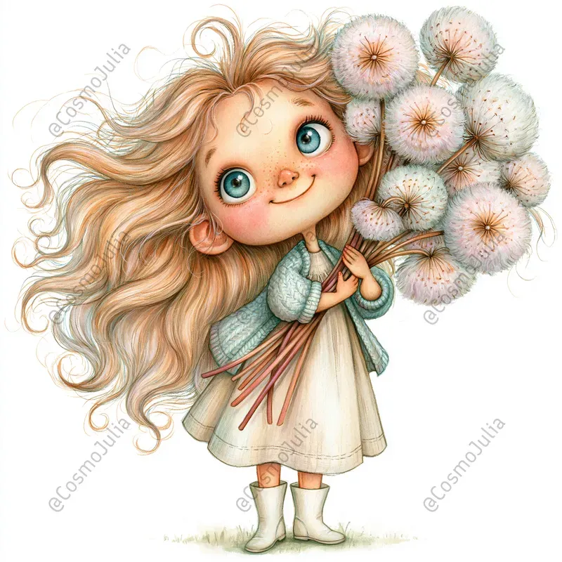 Kids With Flower Bouquets Clipart