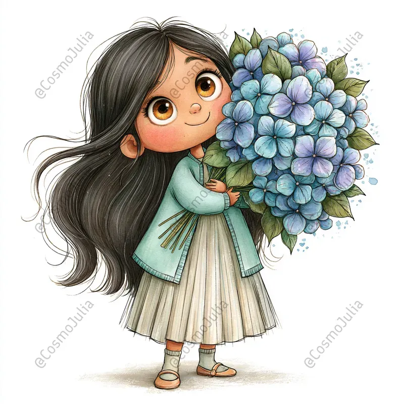 Kids With Flower Bouquets Clipart
