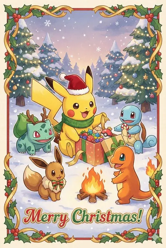 Anime Christmas Postcards