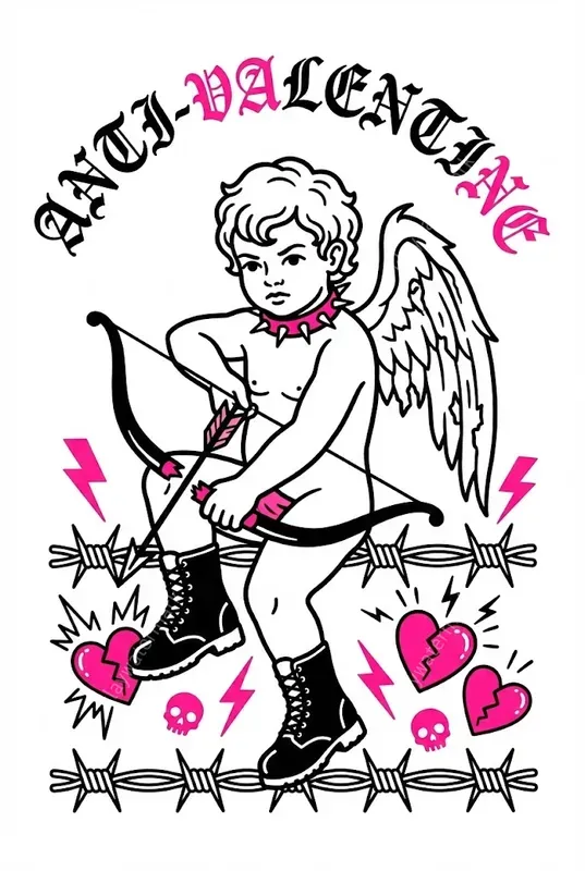 Y2k Anti Valentine Tattoo Flash