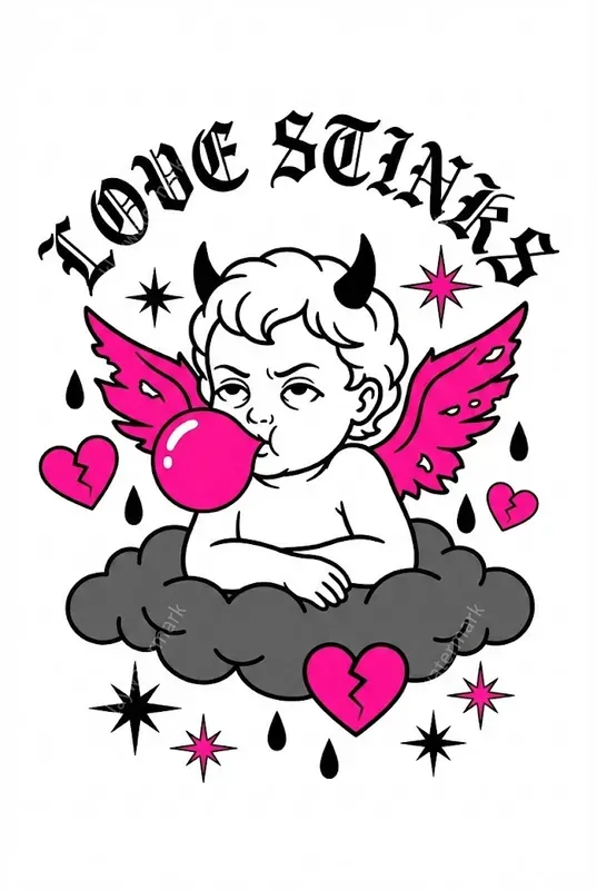 Y2k Anti Valentine Tattoo Flash
