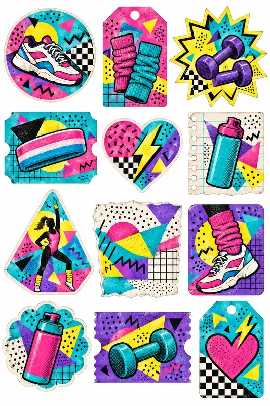 Retro 80s Memphis Ephemera Sheets