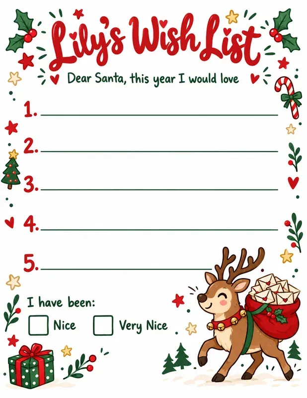 Kids Christmas Wish List Printables