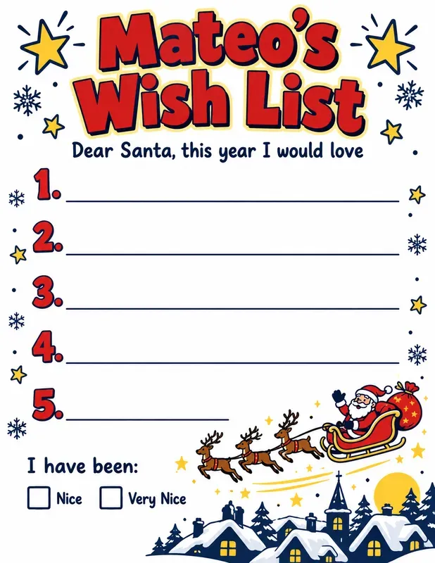Kids Christmas Wish List Printables