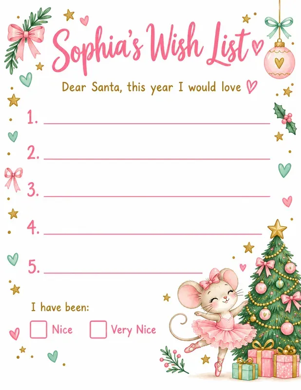 Kids Christmas Wish List Printables