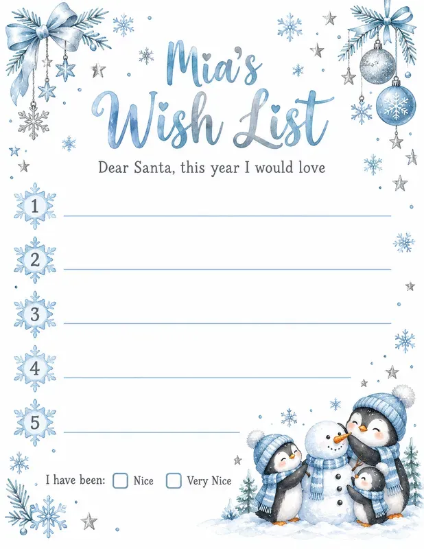 Kids Christmas Wish List Printables