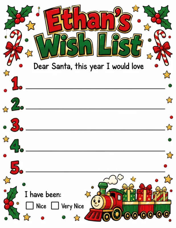 Kids Christmas Wish List Printables