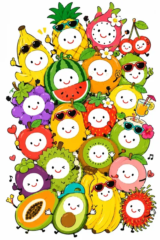 Whimsical Naive Doodle Character Clusters