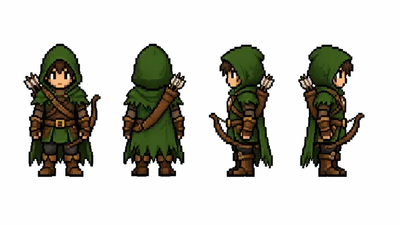 8bit RPG Character Turnaround Sprites