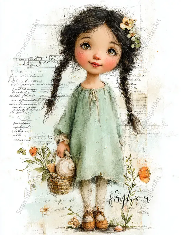 Seaside Vacation Girls Junk Journal Art