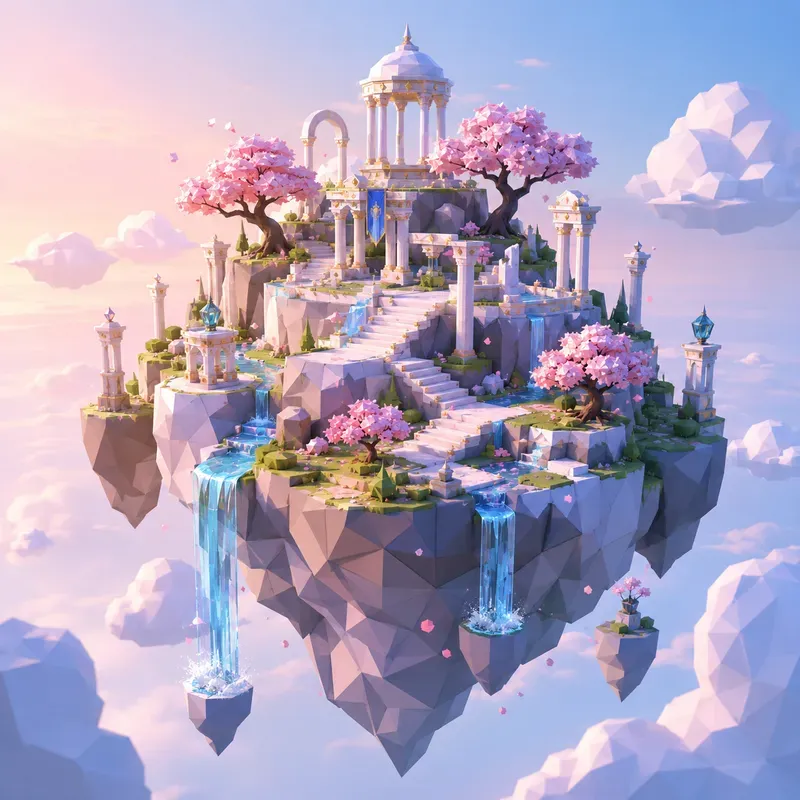3D Low Poly Floating Fantasy Islands