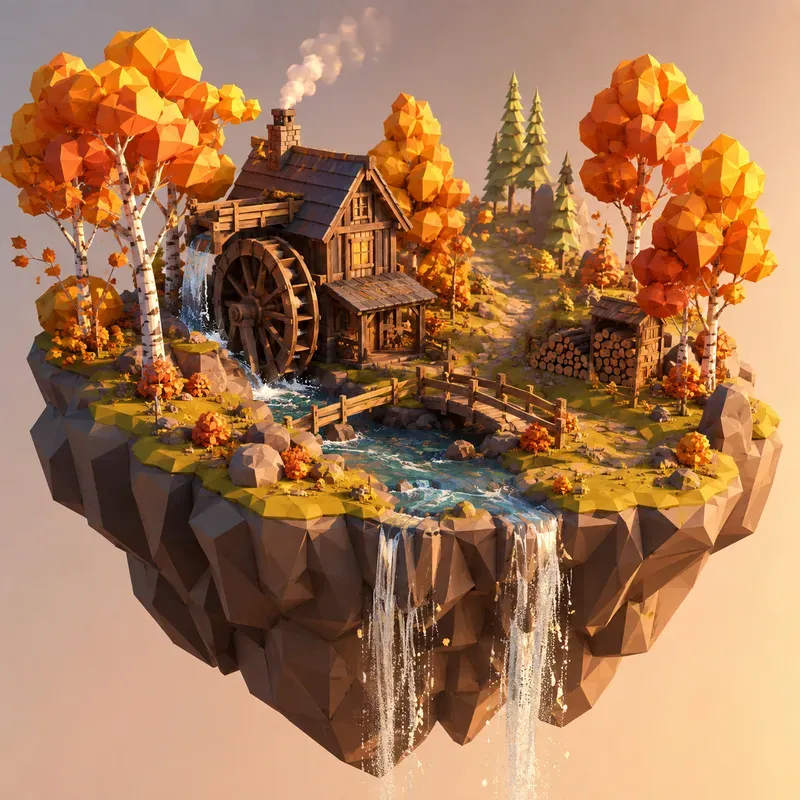 3D Low Poly Floating Fantasy Islands