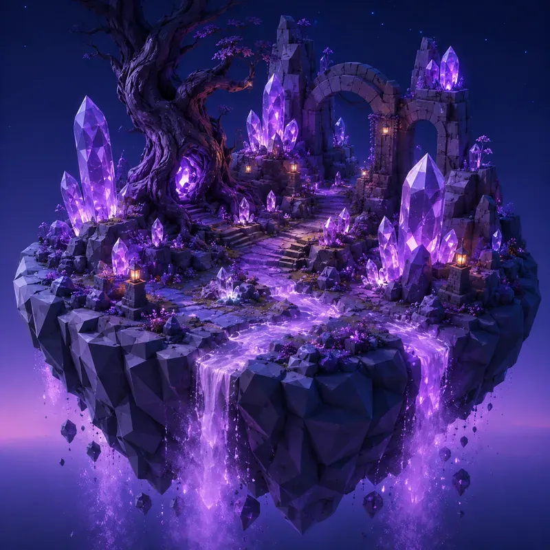 3D Low Poly Floating Fantasy Islands