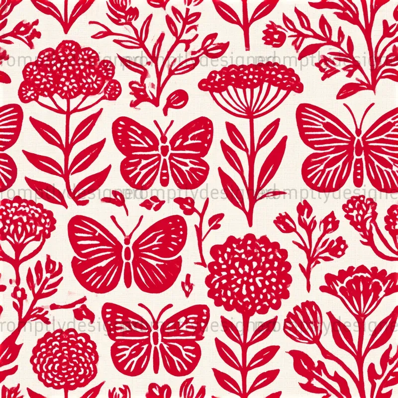 Floral Stamp Seamless Patterns