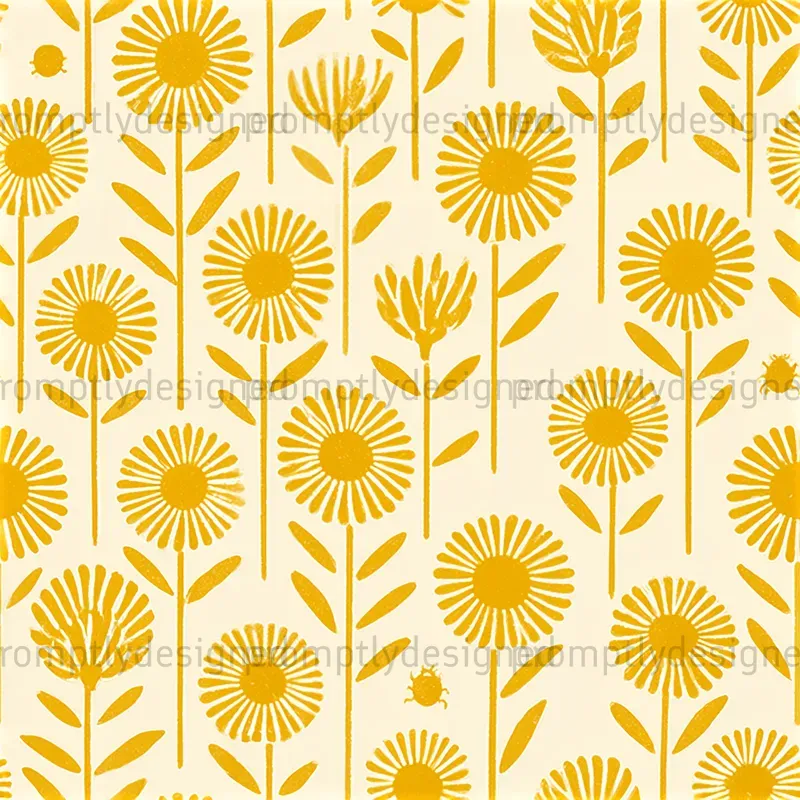 Floral Stamp Seamless Patterns
