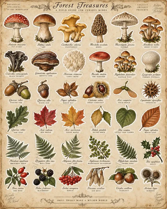 Vintage Botanical Sticker Cutout Sheets