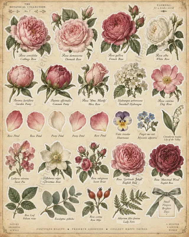 Vintage Botanical Sticker Cutout Sheets