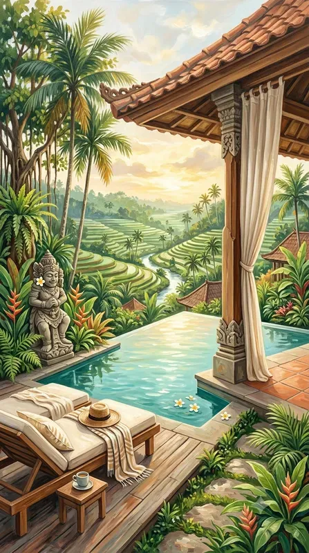 Acrylic Summer In Ubud Bali Illustrations