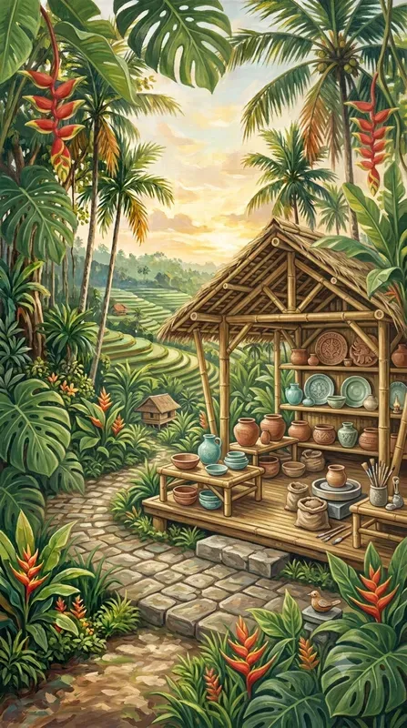 Acrylic Summer In Ubud Bali Illustrations