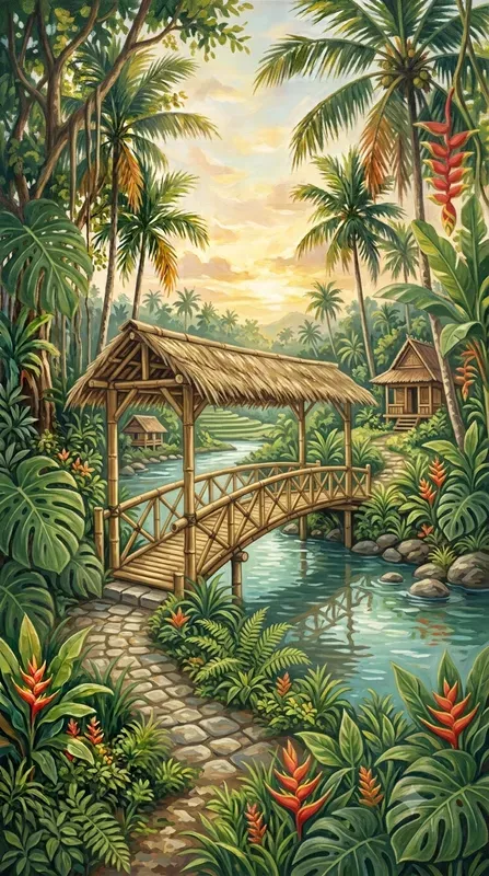 Acrylic Summer In Ubud Bali Illustrations