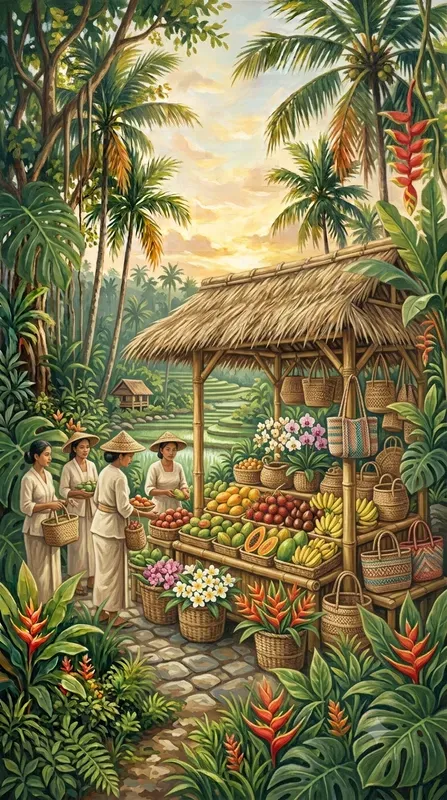 Acrylic Summer In Ubud Bali Illustrations