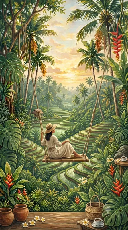 Acrylic Summer In Ubud Bali Illustrations